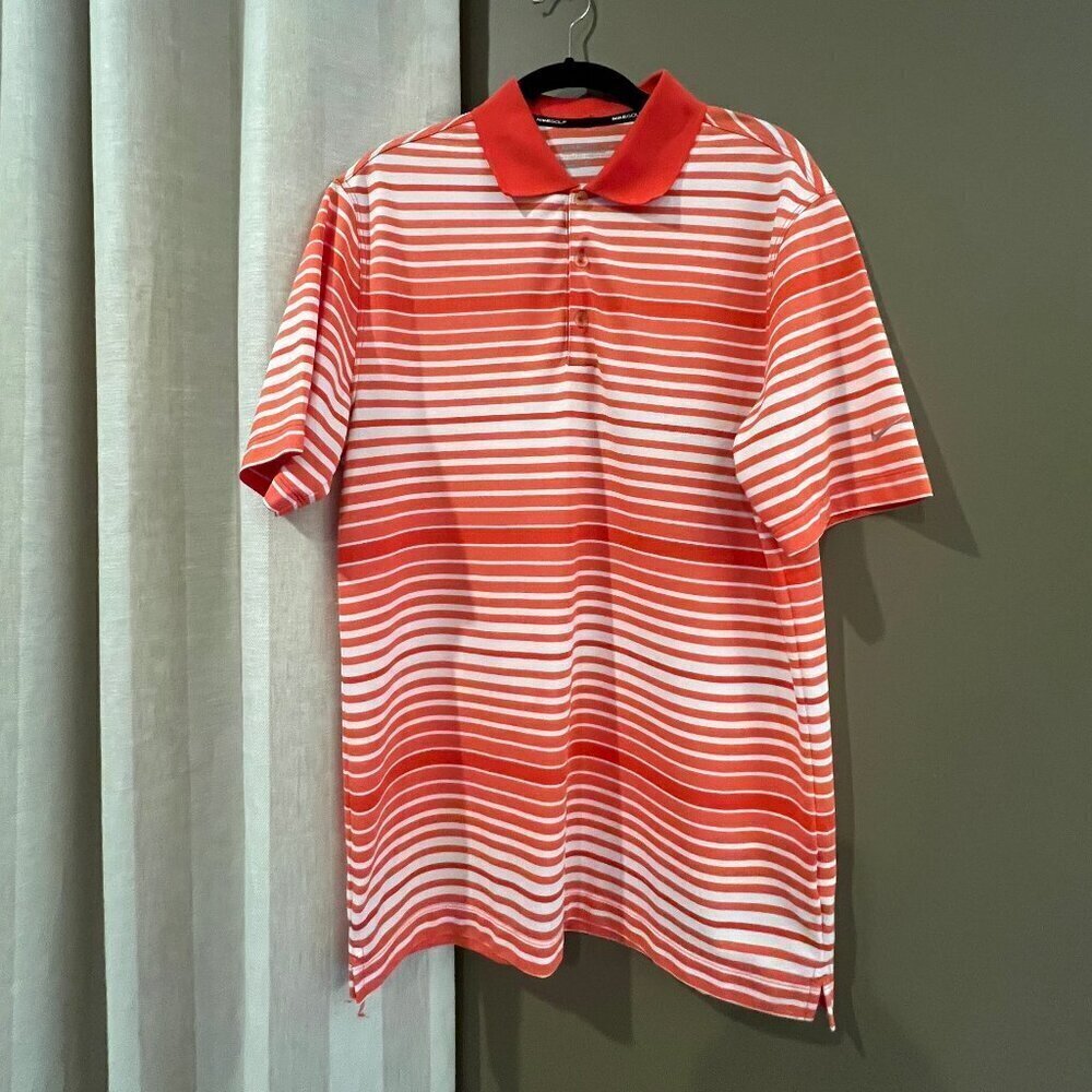 Nike Golf Tour Performance Dri-fit Men's PoloShirt, Orange & White, Size Medium